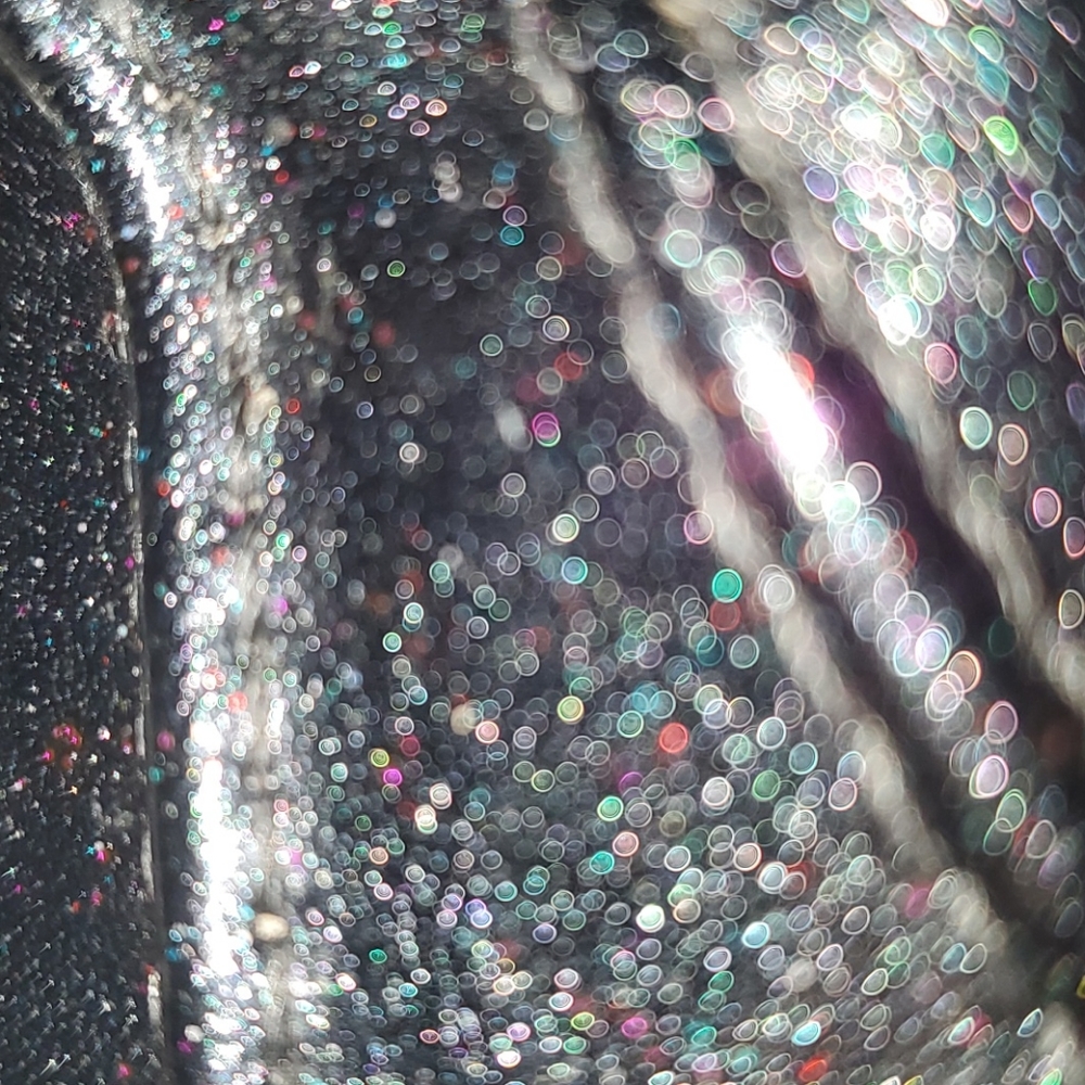 UGG S. 5 Black Leather & Blue Glitter Sides - Picture 5 of 16